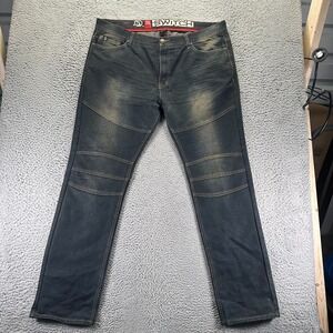 Switch Jeans Mens 42x34 Blue Cotton Denim Straight Leg Biker Moto Workwear Faded